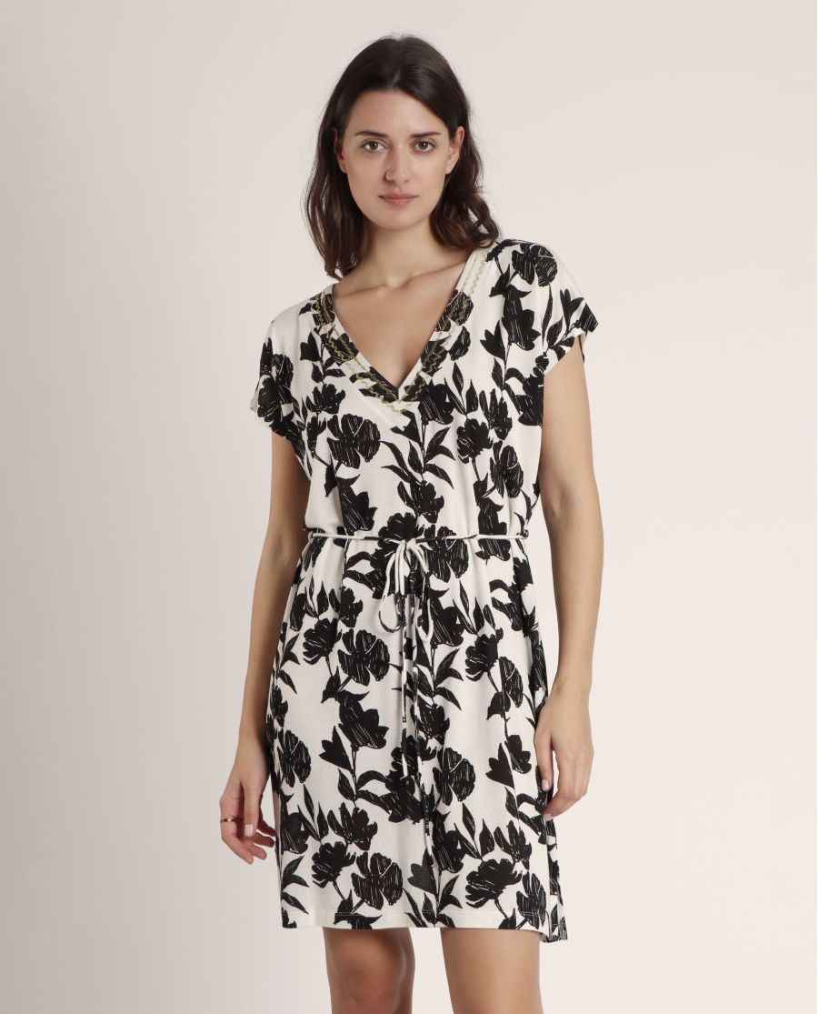 ADMAS Vestido Manga Corta Waves para Mujer BLANCO