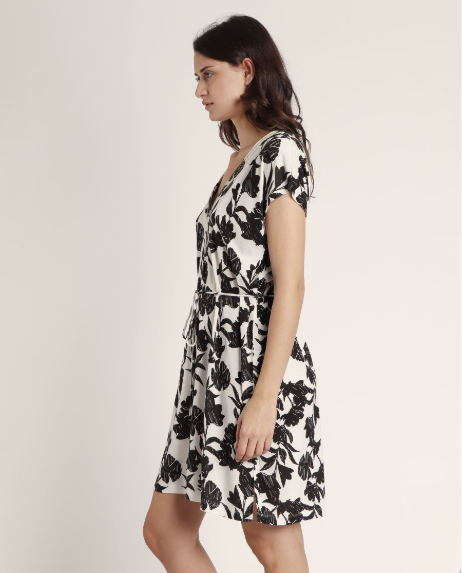 ADMAS Vestido Manga Corta Waves para Mujer BLANCO