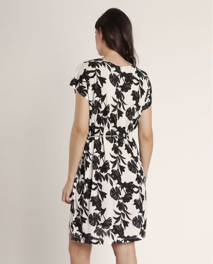 ADMAS Vestido Manga Corta Waves para Mujer BLANCO