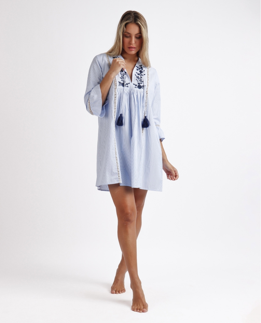 ADMAS Vestido Manga Acampanada Sail Time para Mujer AZUL