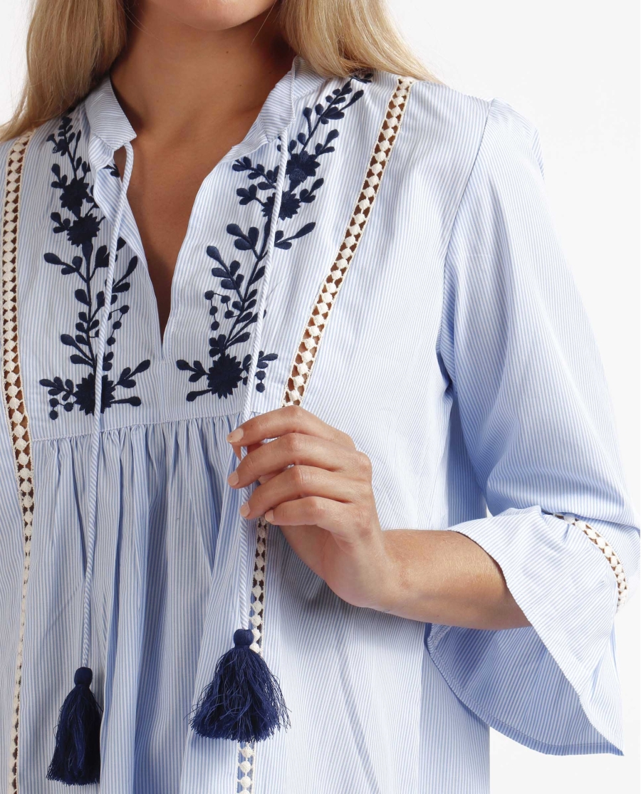 ADMAS Vestido Manga Acampanada Sail Time para Mujer AZUL