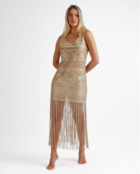 ADMAS Vestido Playa Shiny para Mujer ORO
