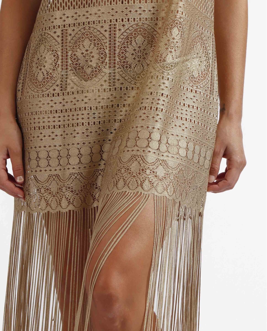 ADMAS Vestido Playa Shiny para Mujer ORO