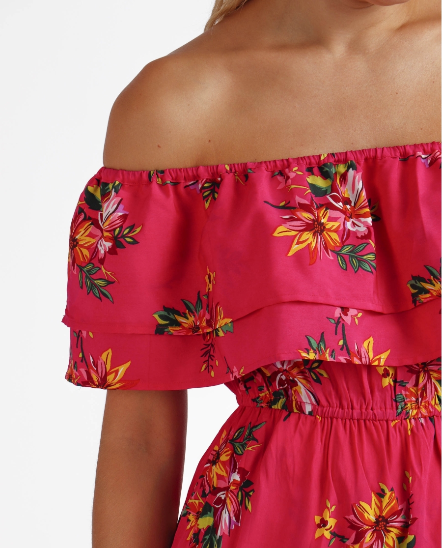 ADMAS Vestido Volantes Palabra de Honor Spring Festival para Mujer FUCSIA ADMAS Vestido Volantes Palabra de Honor Spring Festival para Mujer FUCSIA