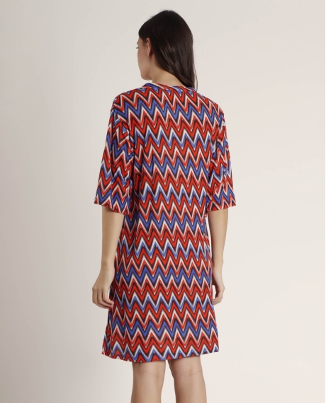 ADMAS Vestido Manga Corta Ethnic Waves para Mujer NARANJA 2