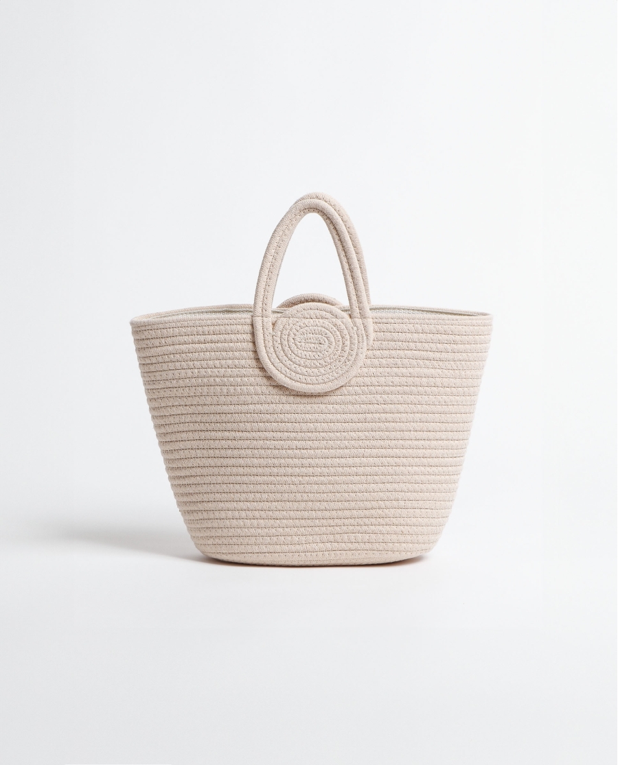 Bolso Playa Pompones para Mujer BEIGE Bolso Playa Pompones para Mujer BEIGE