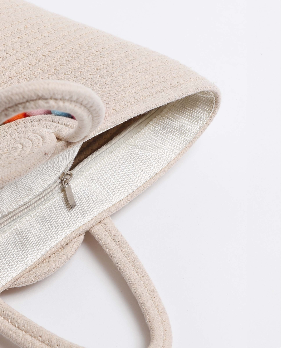 Bolso Playa Pompones para Mujer BEIGE Bolso Playa Pompones para Mujer BEIGE