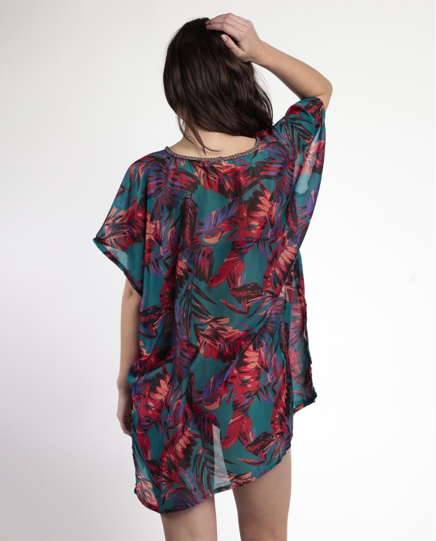 ADMAS Vestido Kaftan Manga Corta Tropical Ocean para Mujer OCEANO