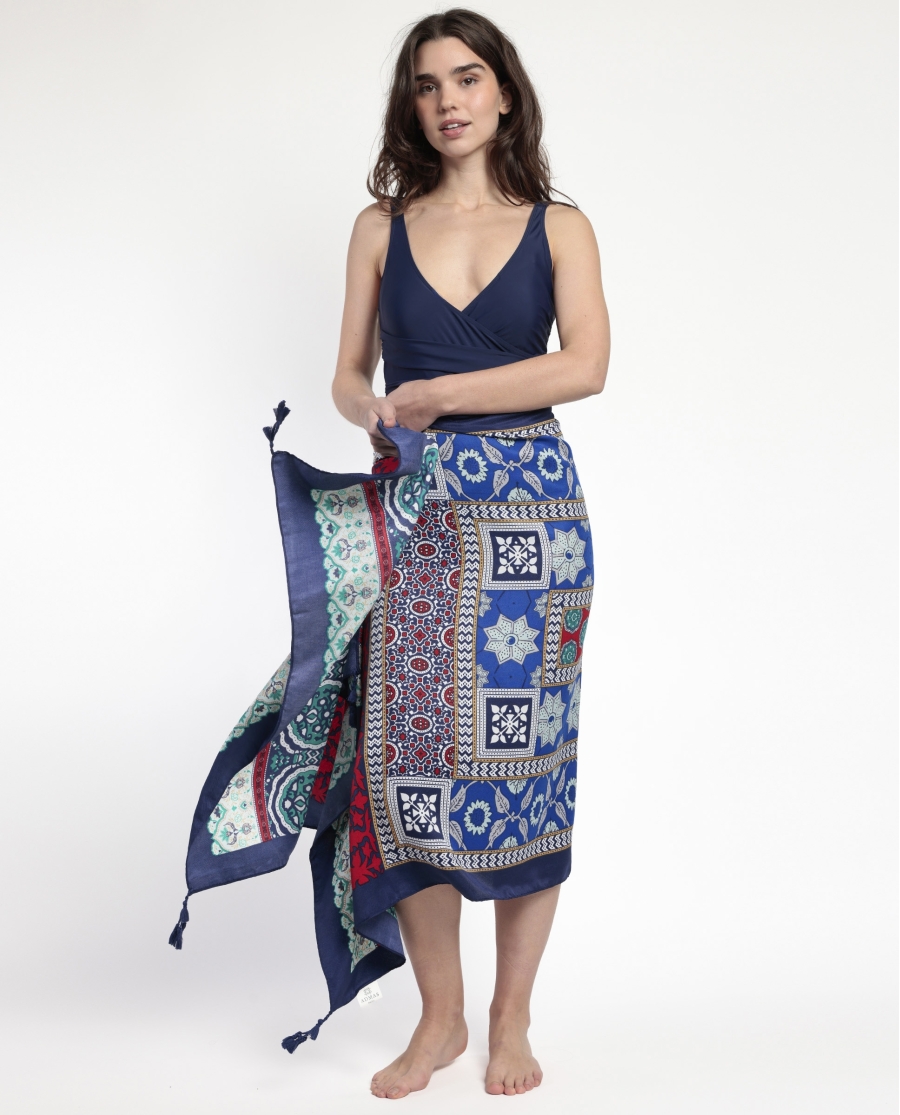 ADMAS Pareo Tiles para Mujer AZUL