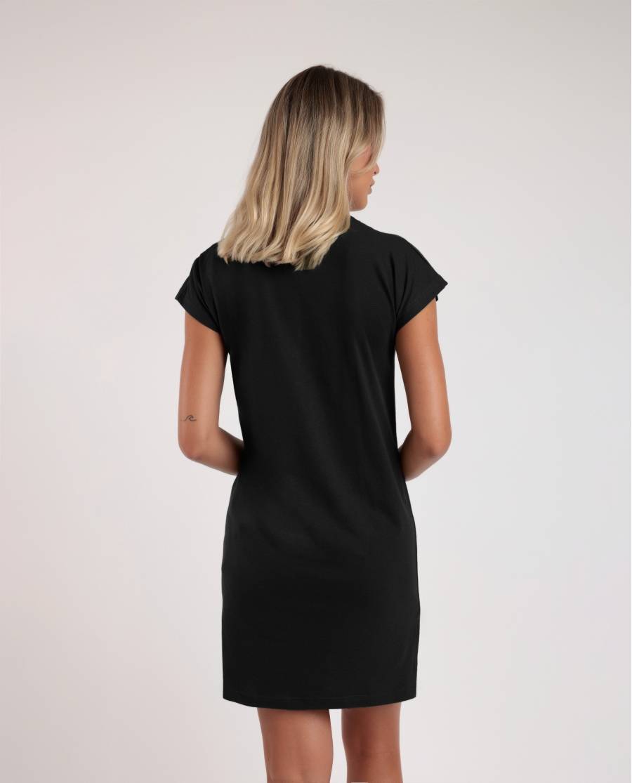 ADMAS Vestido Manga Corta Punk Beach para Mujer NEGRO