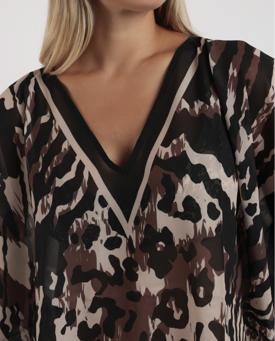 ADMAS Vestido Kaftan Manga Corta Elegant Skin para Mujer PIEL