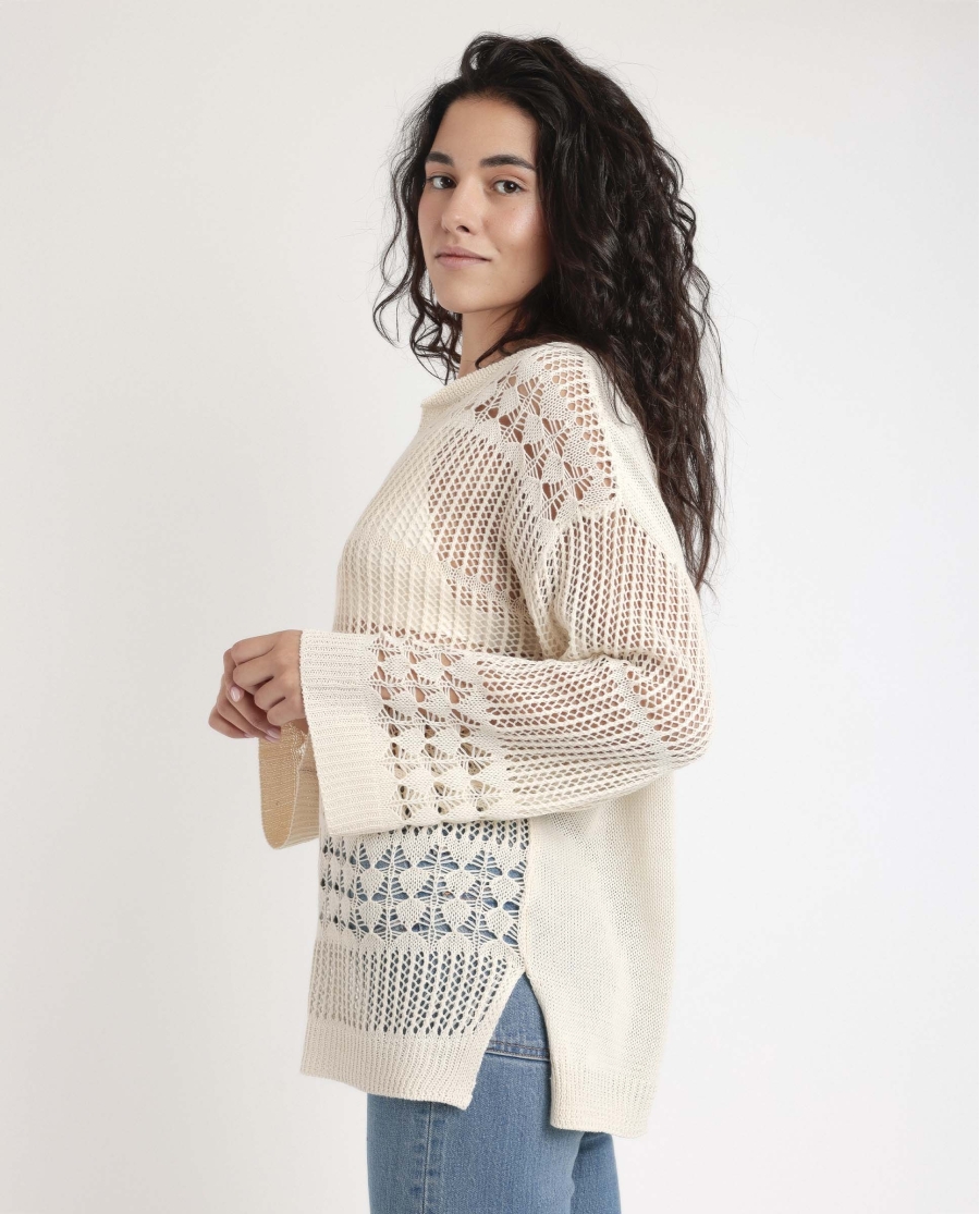 ADMAS Sueter Crochet para Mujer BEIGE