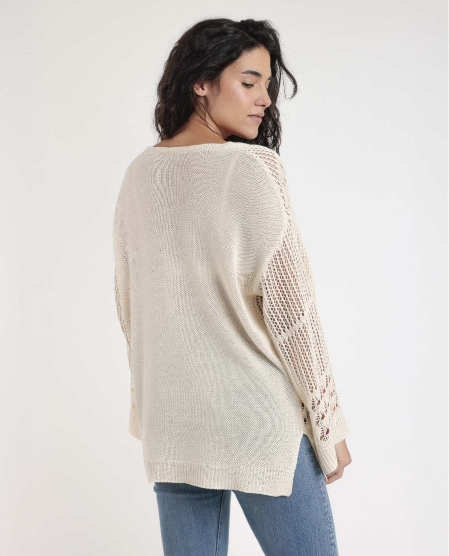 ADMAS Sueter Crochet para Mujer BEIGE