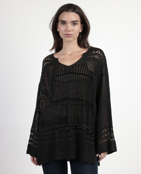 ADMAS Sueter Crochet para Mujer NEGRO