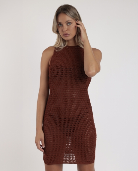 ADMAS Vestido Sin Mangas Ring para Mujer MARRON