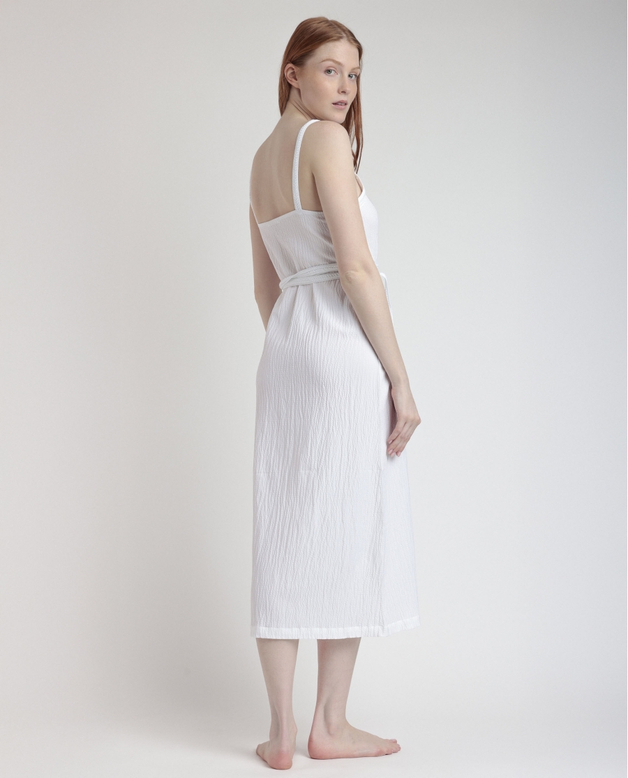 ADMAS Vestido Tirantes Linen Style para Mujer BLANCO ADMAS Vestido Tirantes Linen Style para Mujer BLANCO