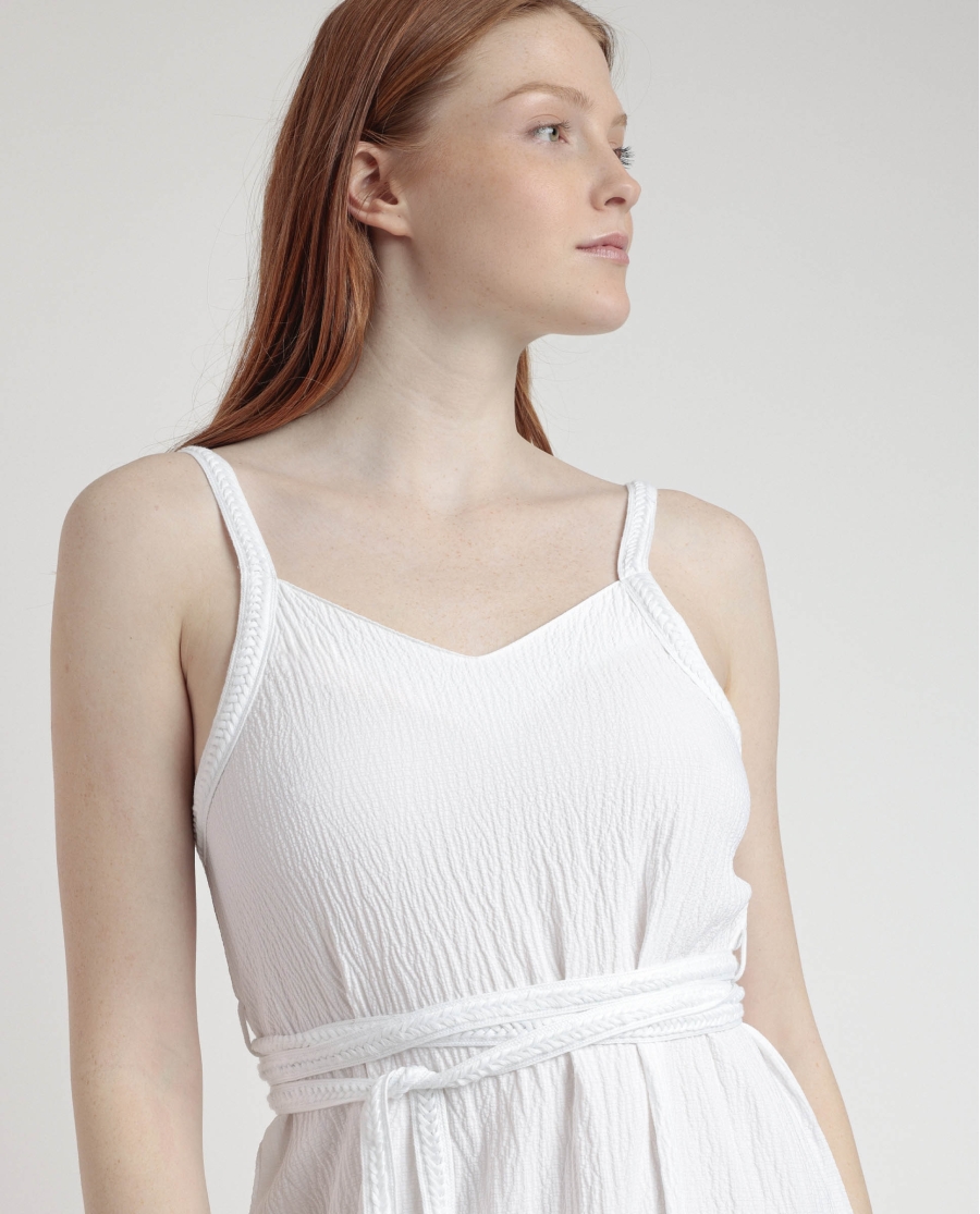 ADMAS Vestido Tirantes Linen Style para Mujer BLANCO ADMAS Vestido Tirantes Linen Style para Mujer BLANCO