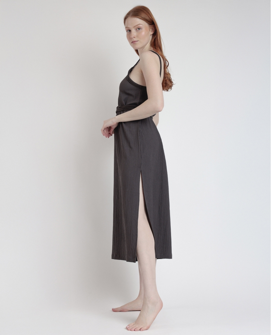 ADMAS Vestido Tirantes Linen Style para Mujer CHOCOLATE ADMAS Vestido Tirantes Linen Style para Mujer CHOCOLATE