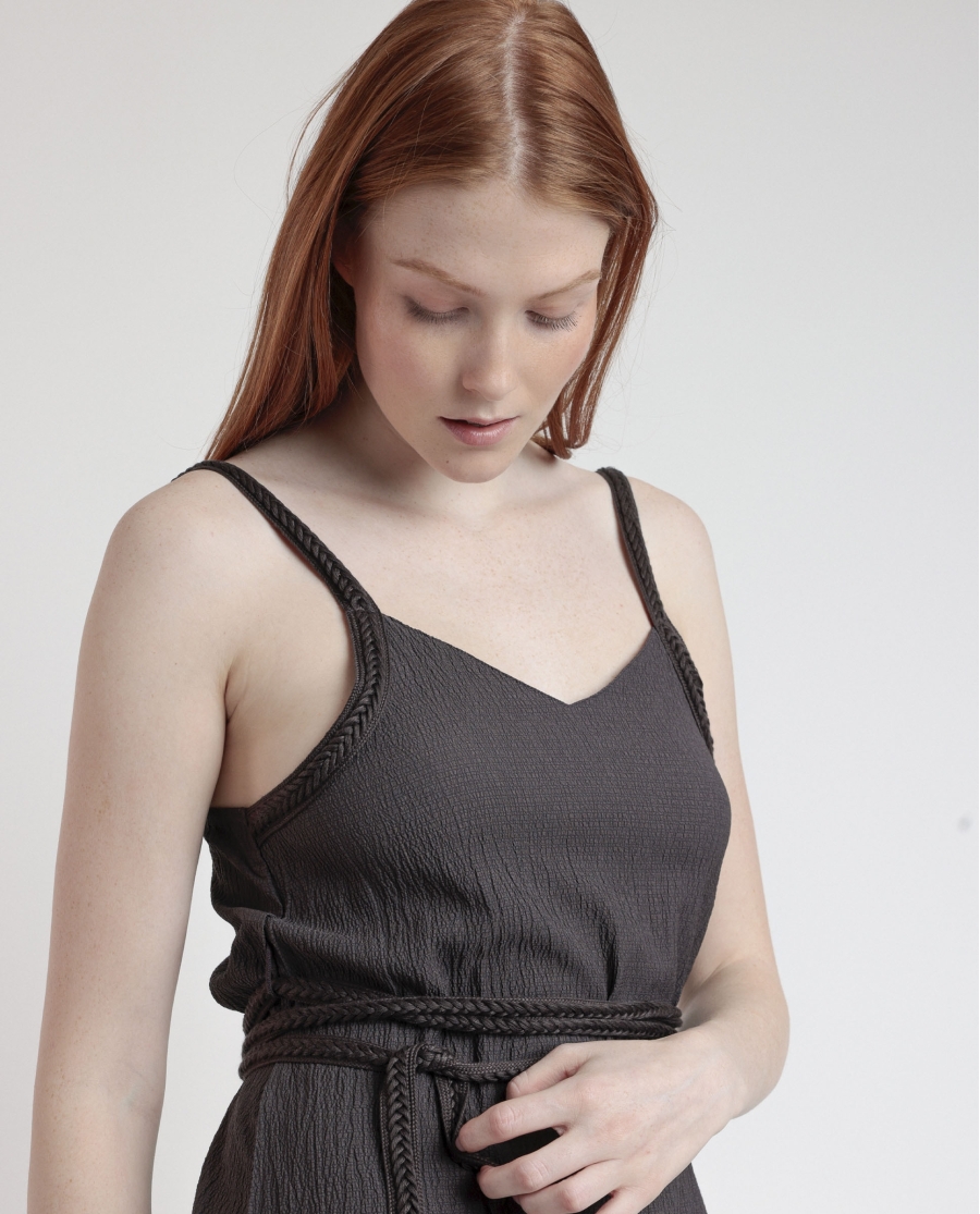 ADMAS Vestido Tirantes Linen Style para Mujer CHOCOLATE ADMAS Vestido Tirantes Linen Style para Mujer CHOCOLATE