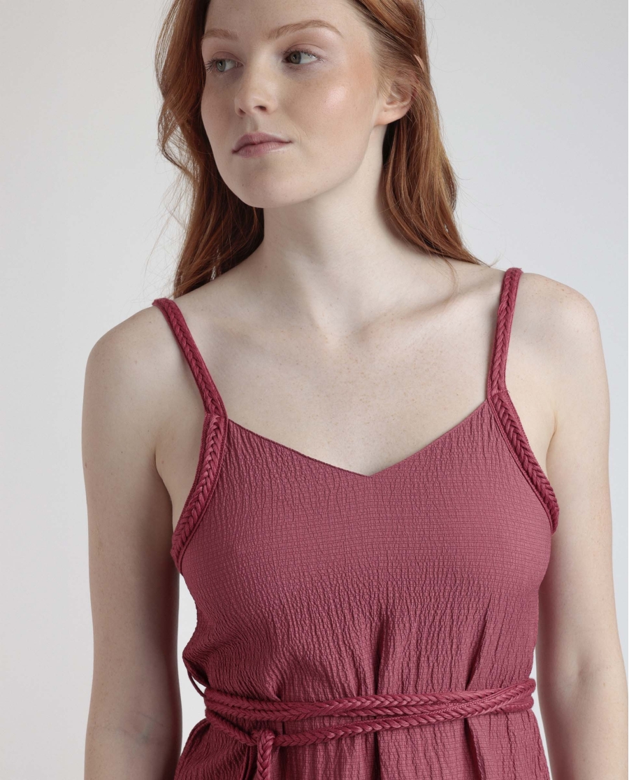ADMAS Vestido Tirantes Linen Style para Mujer CARMÍN ADMAS Vestido Tirantes Linen Style para Mujer CARMÍN