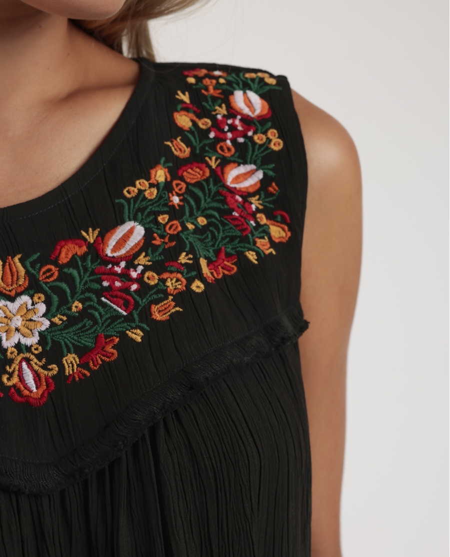 ADMAS Vestido Sin Mangas Garden Of Delights para Mujer NEGRO ADMAS Vestido Sin Mangas Garden Of Delights para Mujer NEGRO