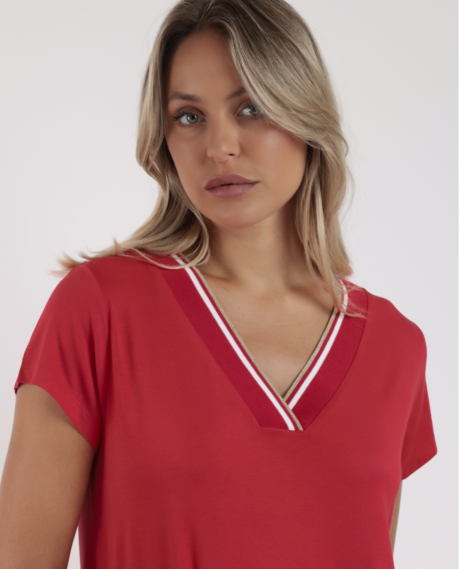 ADMAS Vestido Manga Corta Sport Luxe para Mujer ROJO