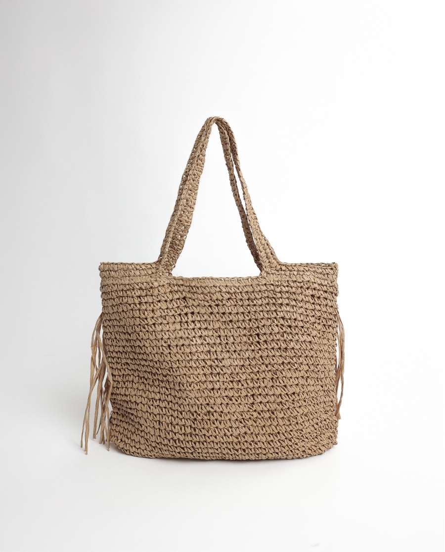 ADMAS Bolso Playa Flecos para Mujer NATURAL ADMAS Bolso Playa Flecos para Mujer NATURAL