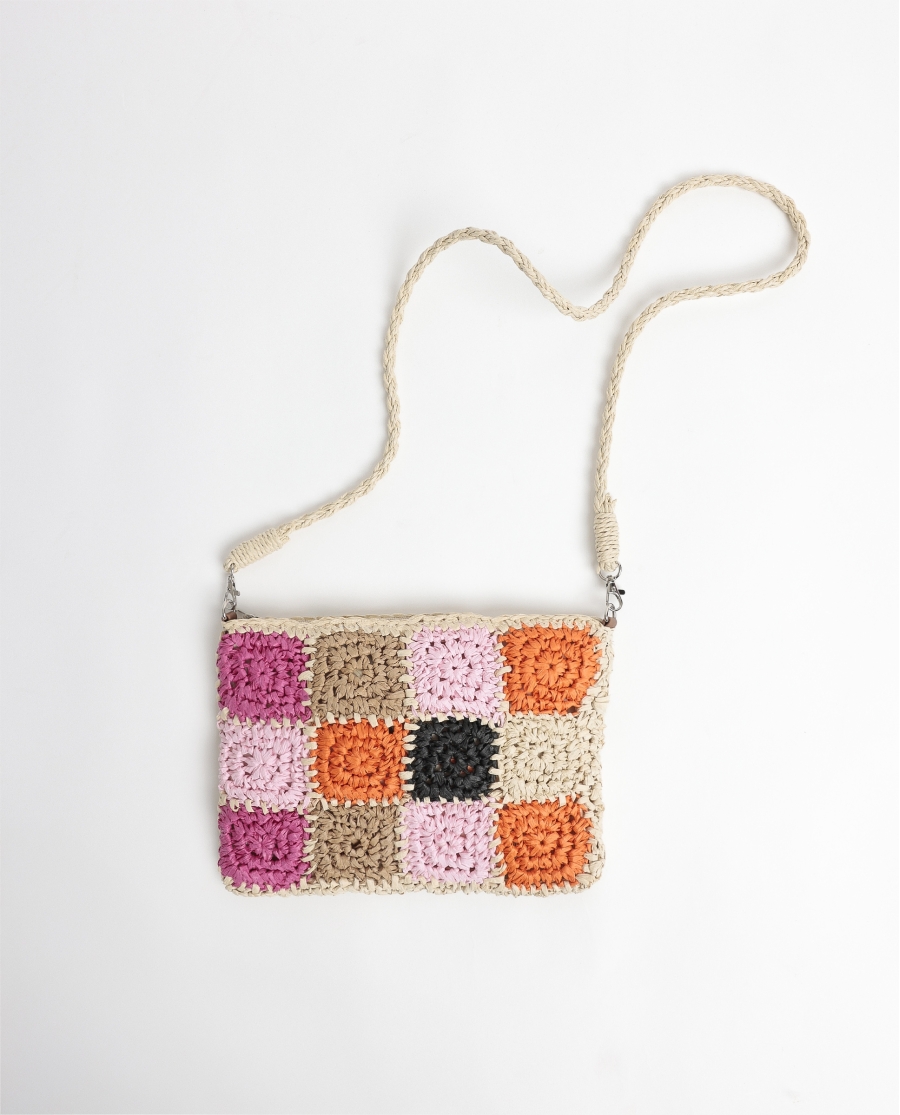 ADMAS Bolso Playa Crochet Cuadros para Mujer MULTICOLOR