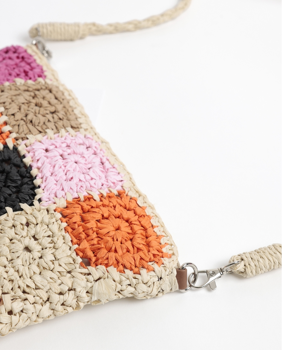 ADMAS Bolso Playa Crochet Cuadros para Mujer MULTICOLOR