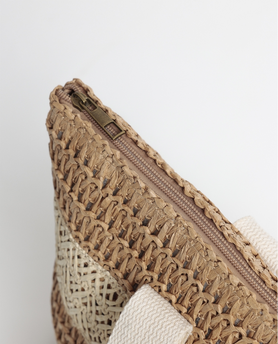 ADMAS Bolso Playa Franjas Bicolor para Mujer NATURAL ADMAS Bolso Playa Franjas Bicolor para Mujer NATURAL