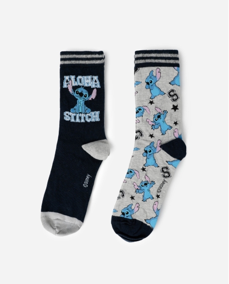 DISNEY Calcetín de Caña Normal Aloha Stitch para Mujer, (Caja de 6 pares) SURTIDO