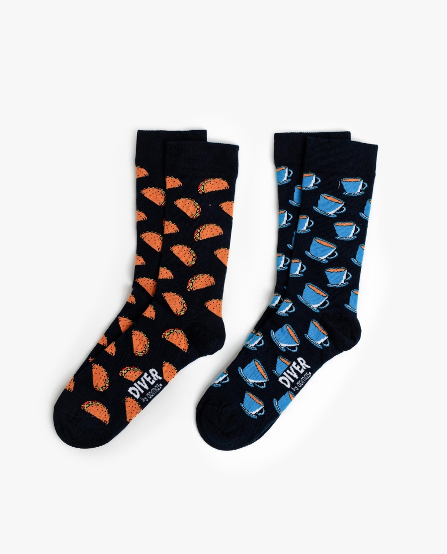 DIVER Calcetín Mediano Diver Taco and Coffee para Hombre, (Caja de 6 pares) SURTIDO DIVER Calcetín Mediano Diver Taco and Coffee para Hombre, (Caja de 6 pares) SURTIDO