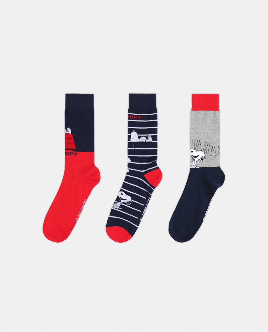 PEANUTS Calcetín Mediano Snoopy Classic para Hombre, (Caja de 3 unidades) PACK-COLOR PEANUTS Calcetín Mediano Snoopy Classic para Hombre, (Caja de 3 unidades) PACK-COLOR