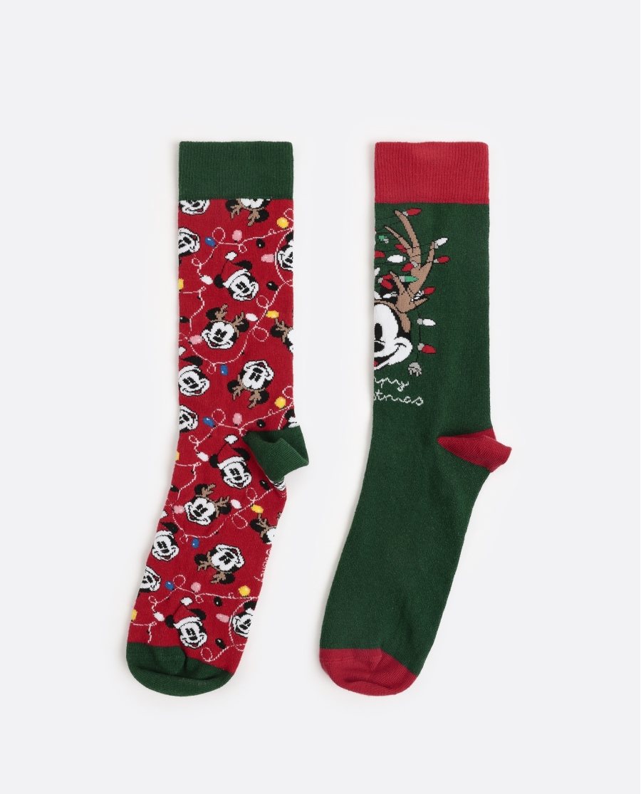 DISNEY Calcetín Xmas Mickey para Hombre, (Pack 2 pares) PACK FANTASIA DISNEY Calcetín Xmas Mickey para Hombre, (Pack 2 pares) PACK FANTASIA