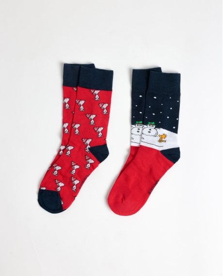 PEANUTS Calcetín Snoopy Snow para Mujer, (Pack 2 pares / Caja de 12 packs) PACK FANTASIA