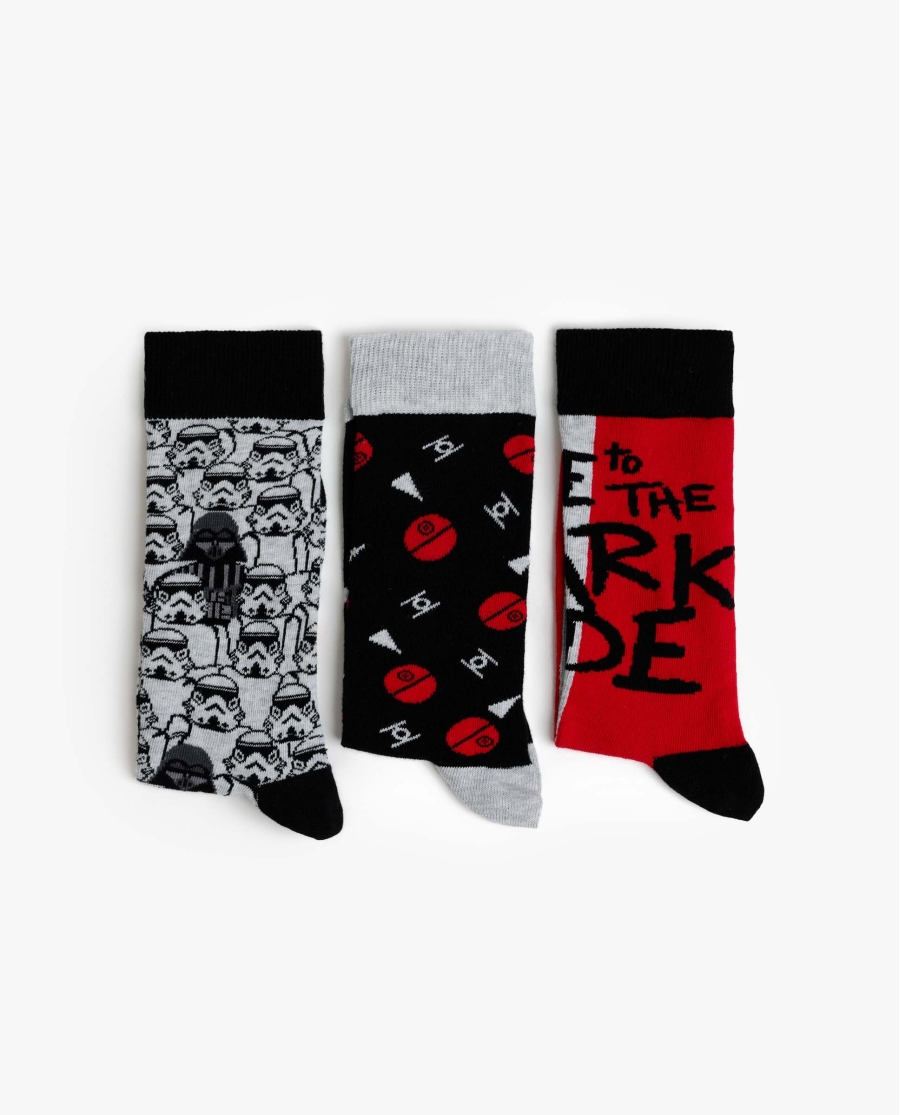 STAR WARS Calcetín Mediano Lado Oscuro para Hombre, (Caja de 6 unidades) SURTIDO