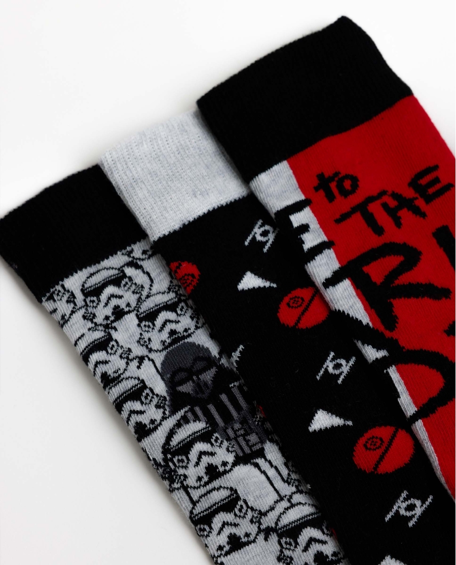 STAR WARS Calcetín Mediano Lado Oscuro para Hombre, (Caja de 6 unidades) SURTIDO