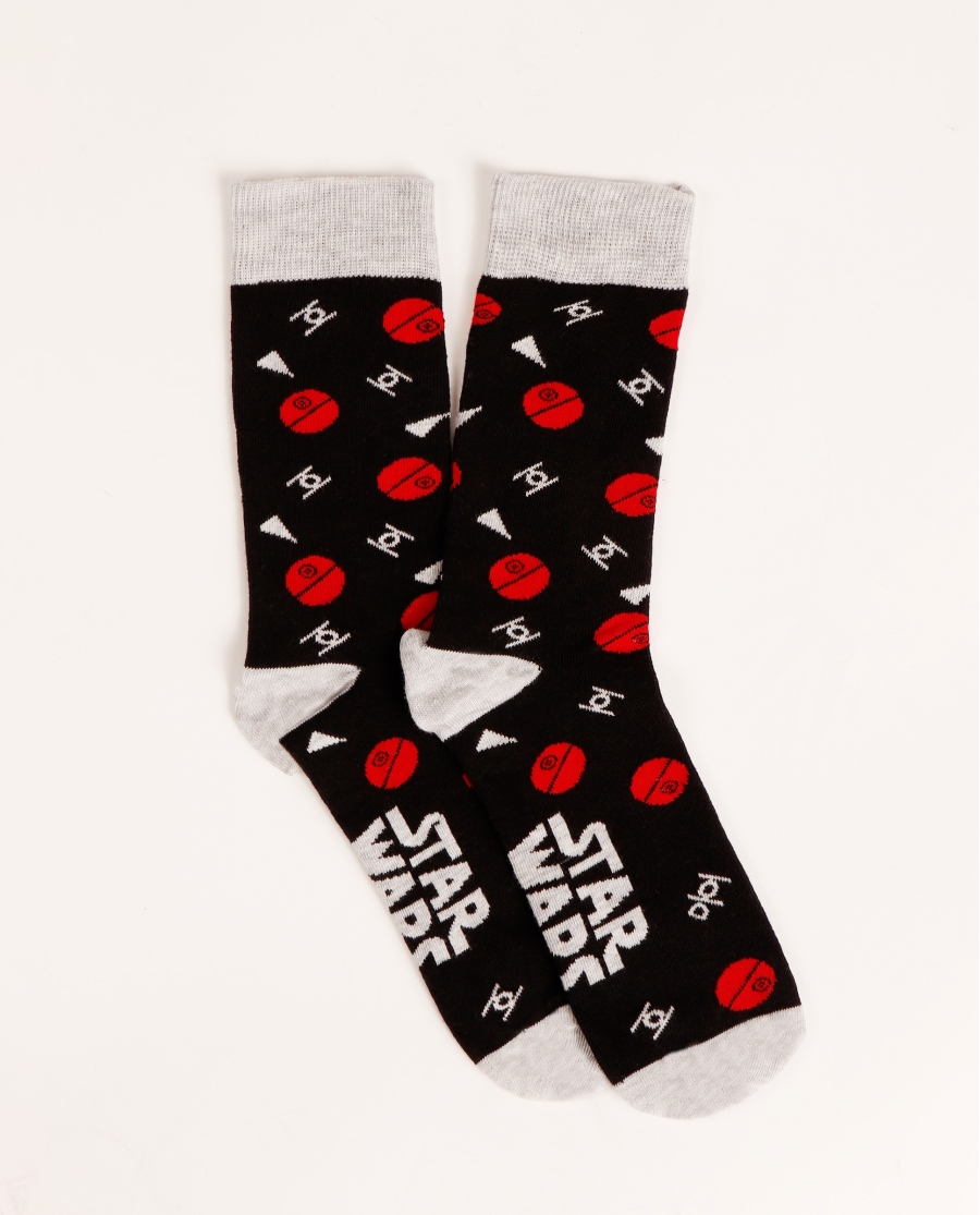 STAR WARS Calcetín Mediano Lado Oscuro para Hombre, (Caja de 6 unidades) SURTIDO