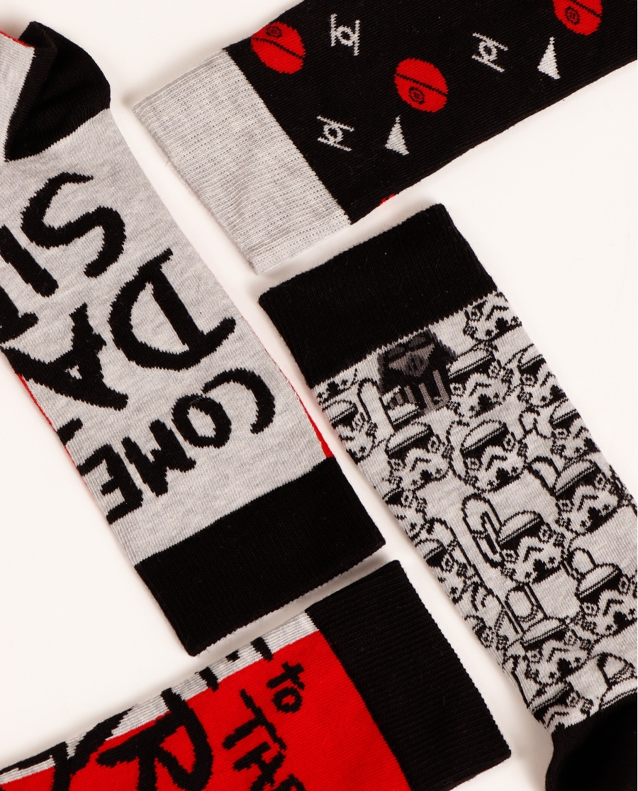 STAR WARS Calcetín Mediano Lado Oscuro para Hombre, (Caja de 6 unidades) SURTIDO