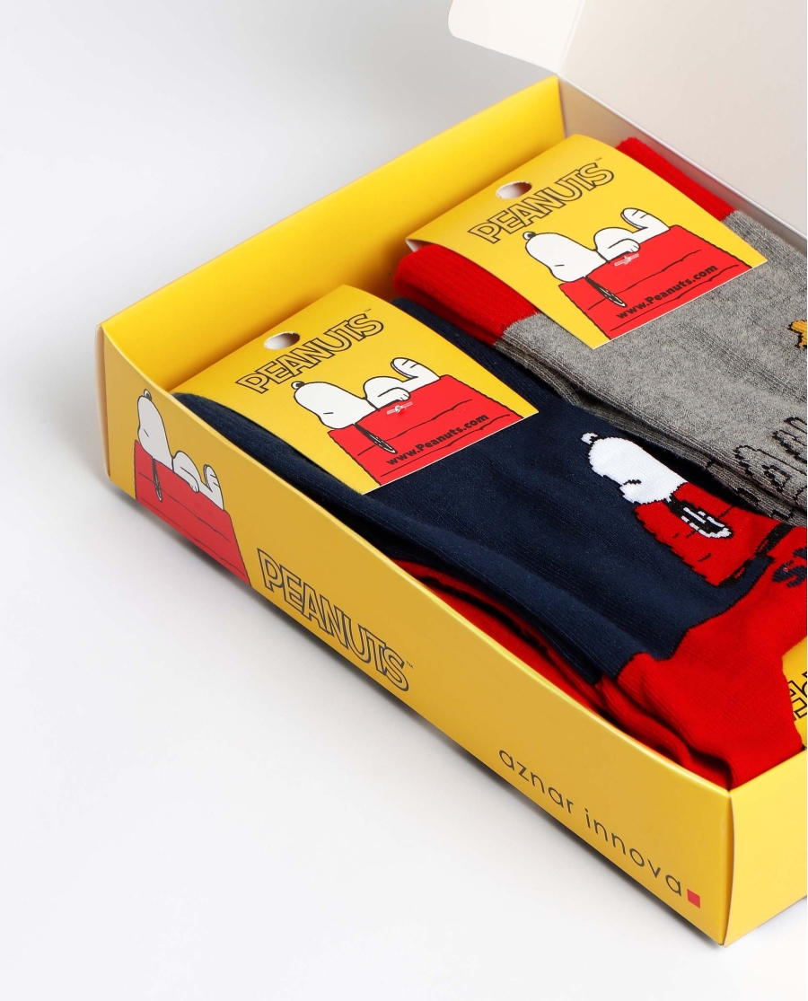PEANUTS Calcetín Classic Snoopy para Hombre, (Caja de 6 pares) SURTIDO