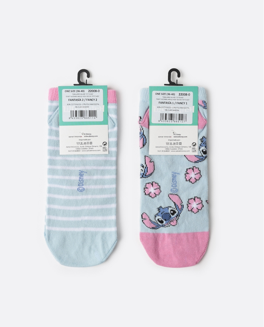 DISNEY Calcetín Tobillero Stitches para Mujer, (Caja de 6 pares) SURTIDO DISNEY Calcetín Tobillero Stitches para Mujer, (Caja de 6 pares) SURTIDO