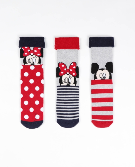 DISNEY Calcetín Antideslizante Mickey & Minnie para Mujer, (Caja de 12 pares) SURTIDO