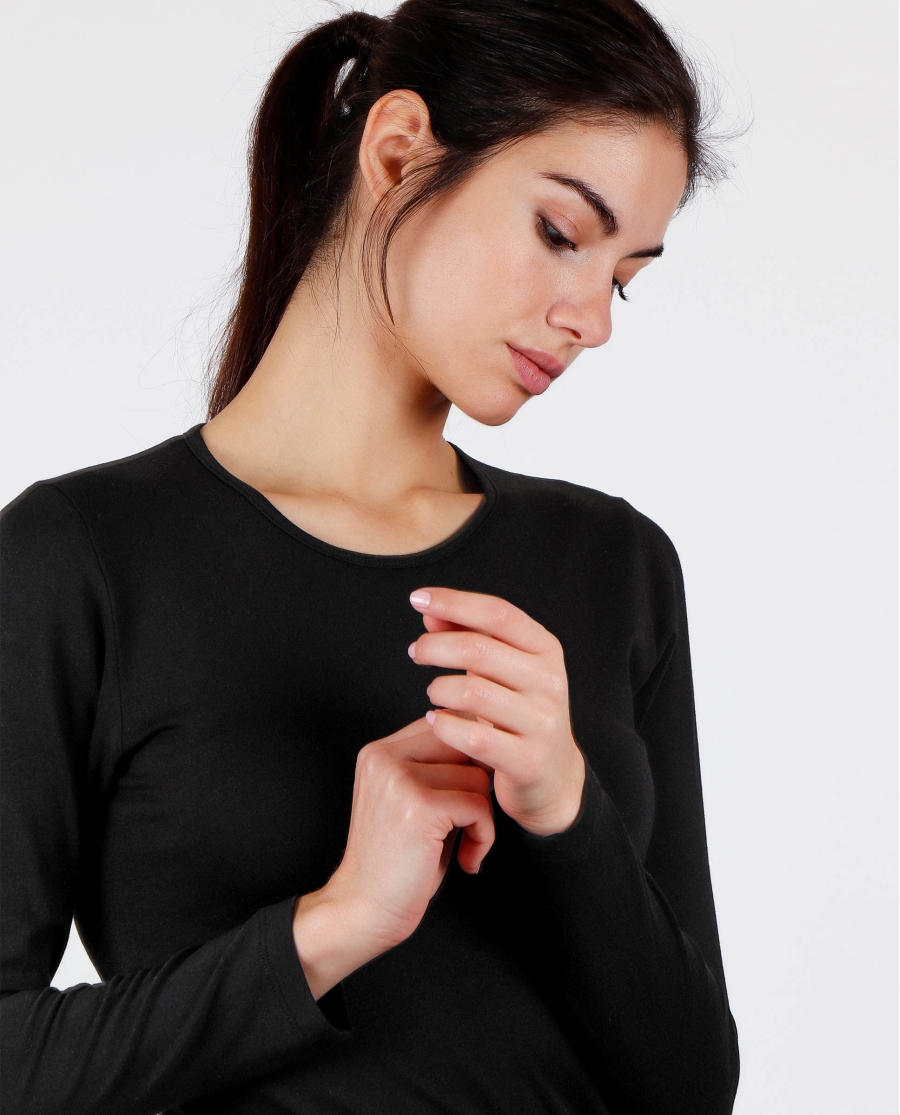 ADMAS Camiseta Manga Larga Soft Warm para Mujer NEGRO