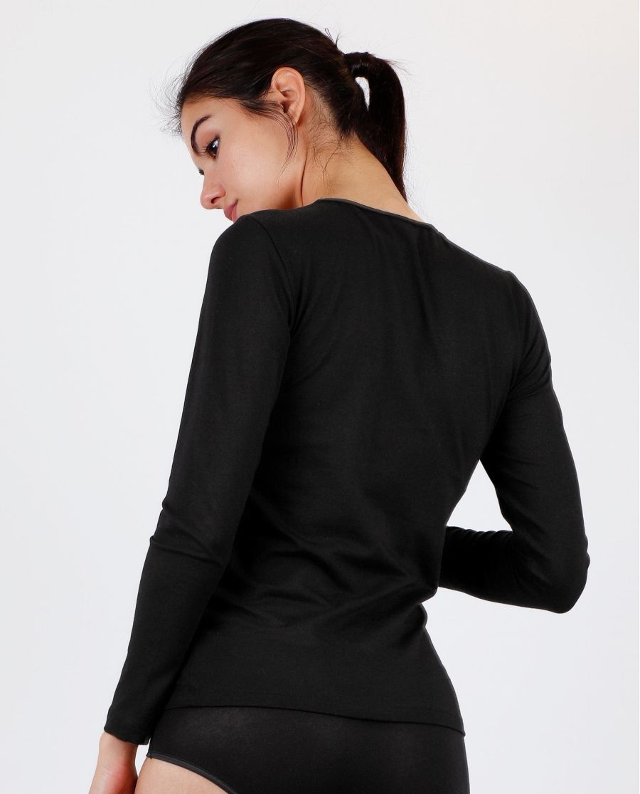 ADMAS Camiseta Manga Larga Soft Warm para Mujer NEGRO