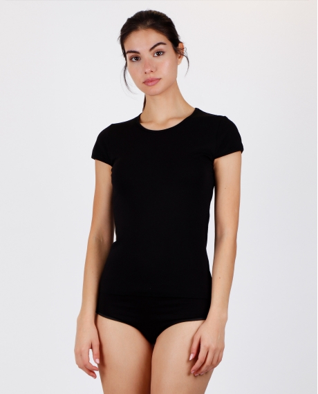 ADMAS Camiseta Manga Corta Soft Warm para Mujer NEGRO
