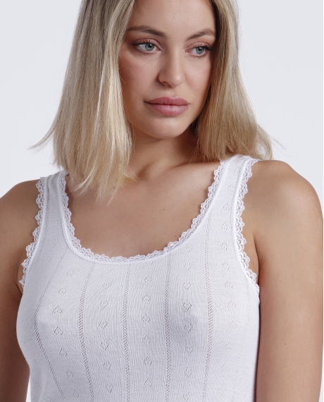 ADMAS Camiseta Tirante Canalé para Mujer BLANCO 2