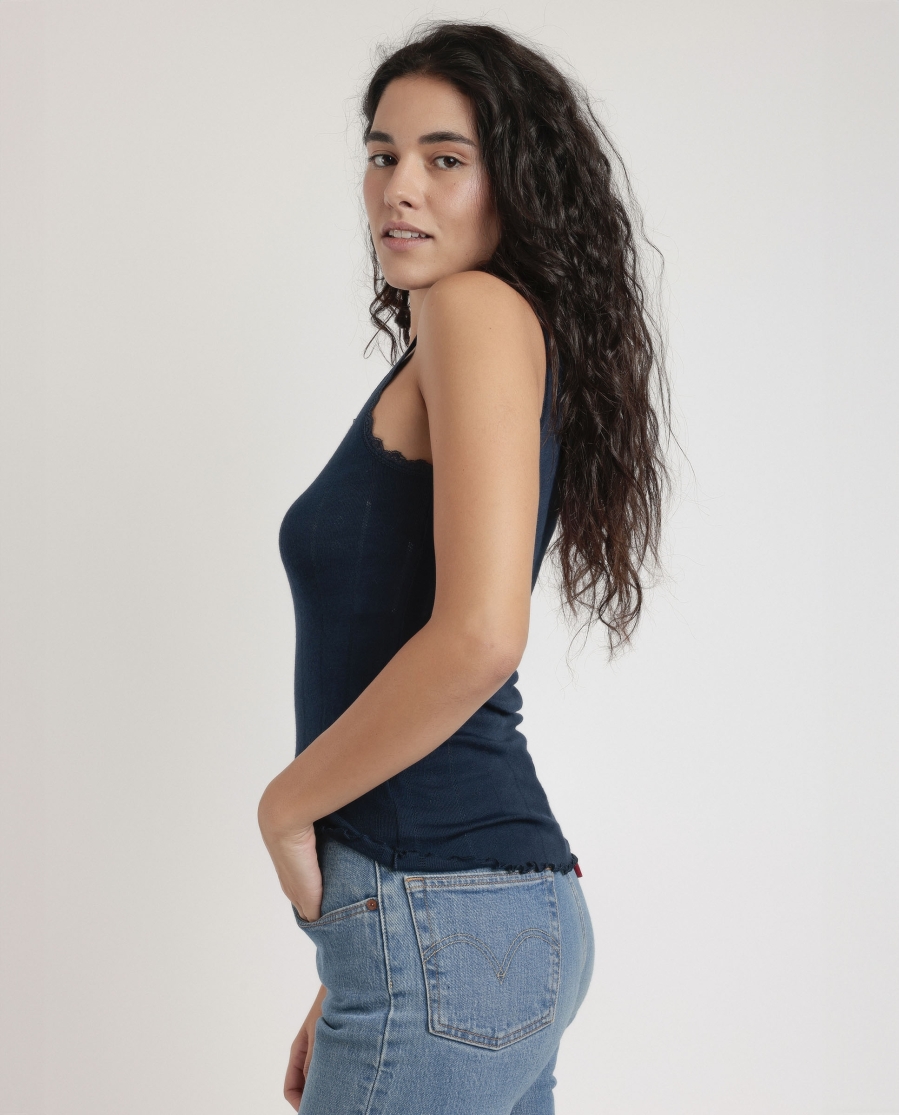 ADMAS Camiseta Tirante Canalé para Mujer MARINO ADMAS Camiseta Tirante Canalé para Mujer MARINO