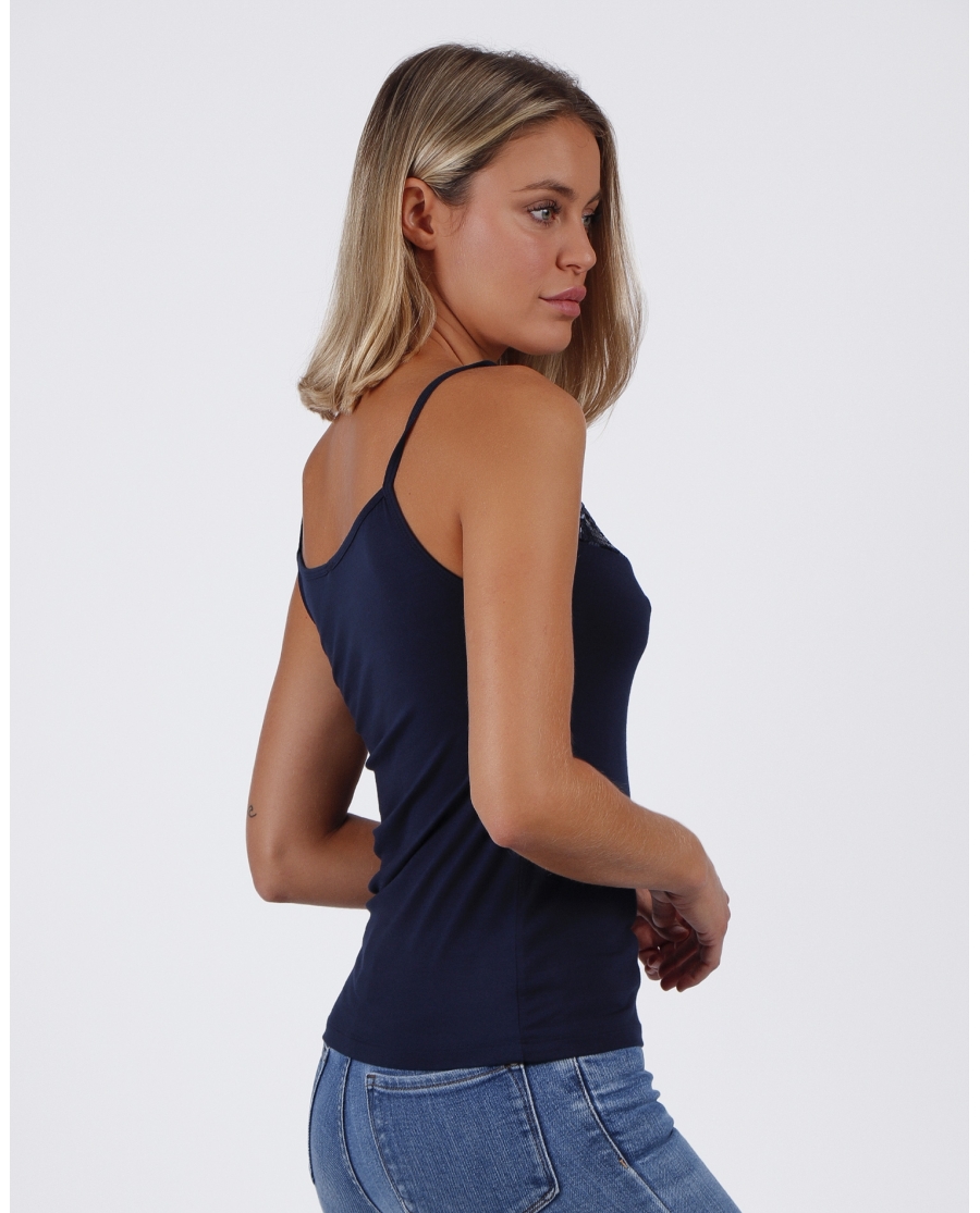 ADMAS Camiseta Tirante Escote Lentejuelas para Mujer MARINO
