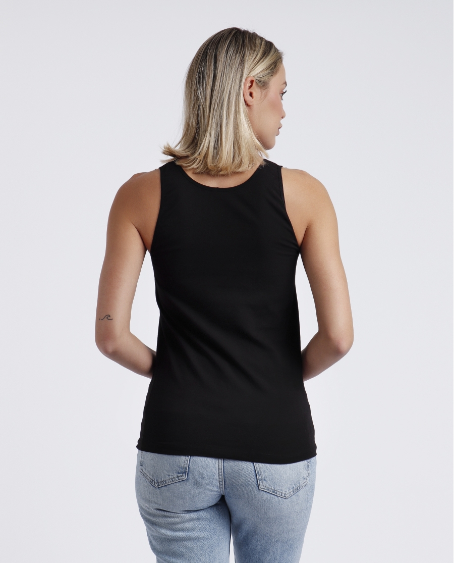 ADMAS Camiseta Sin Mangas Escote Guipur para Mujer NEGRO ADMAS Camiseta Sin Mangas Escote Guipur para Mujer NEGRO