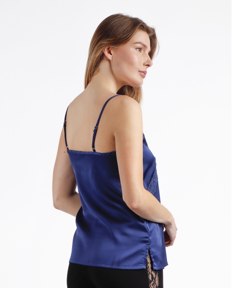 ADMAS Camiseta Tirante Puntilla Cruzada para Mujer AZUL OSCURO 2
